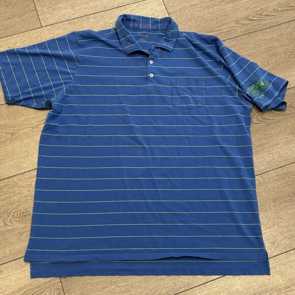Waste Management Open B Draddy Golf Polo Shirt Men’s XXL Blue Green Striped PGA‎